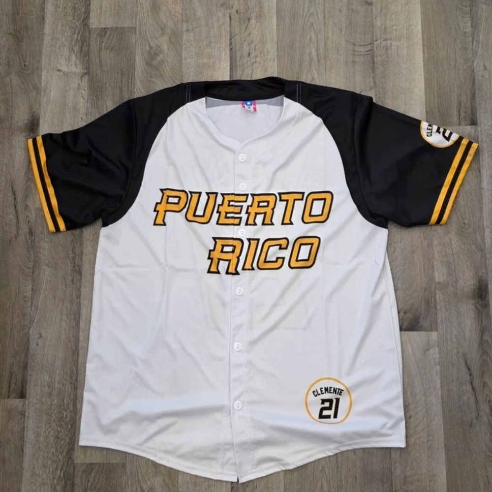 Puerto Rico Roberto Clemente Baseball Jersey Size Adult 2XLarge-3XLarge